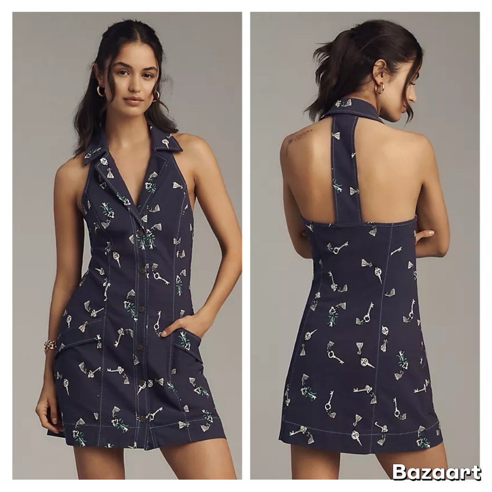 Anthropologie The Amelia Collared Mini Dress by Maeve Sz L NWT
